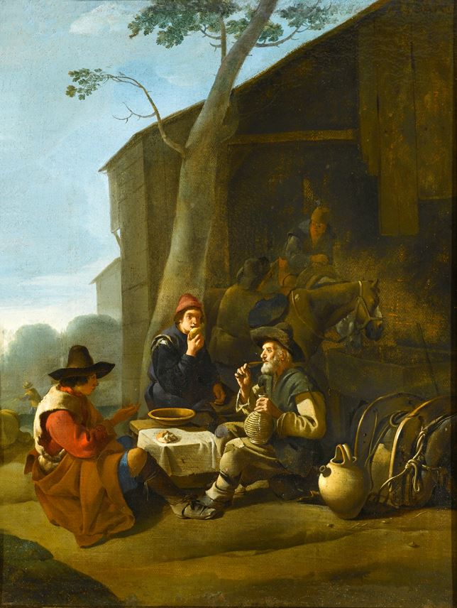 Johannes Lingelbach - Peasants Resting Before an Inn | MasterArt